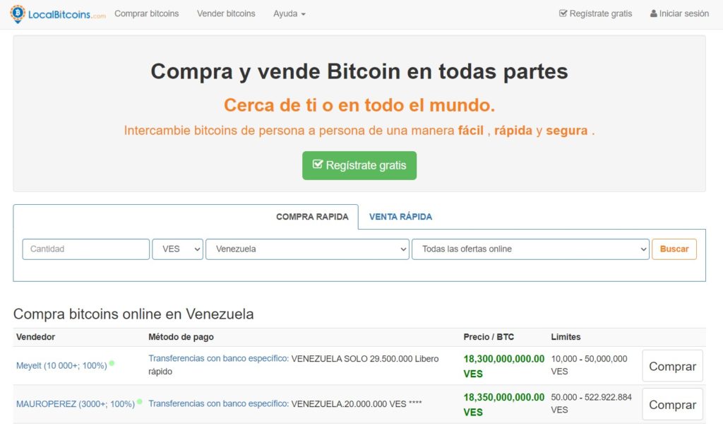 Intercambio BTC VES dinero fiat