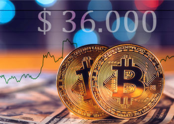 Monedas de Bitcoin con gráfico alcista en el fondo. Composición por CriptoNoticias. stevanovicigor / elements.envato.com; coinmarketcap / coinmarketcap.com.