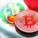 BItcoin y bandera de Perú.