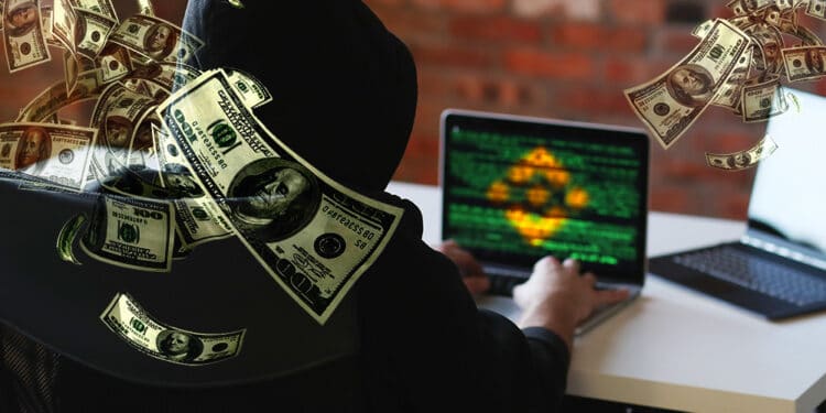 Binance y hacker con dólares.