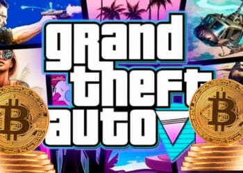 Poster de GTA y bitcoins.
