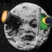 Le Voyage dans la lune con bitcoin y bandera de Brasil.