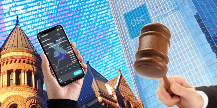 Sede de la OSC con su logo y mazo de juez con mano sosteniendo teléfono en pantalla la app de Polinex con su logo.