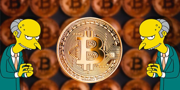 El actor que interpreta la voz del Sr. Burns pidió a una periodista que le explique más sobre bitcoin. Composición por CriptoNoticias. Fandom Simpsons / simpsons.fandom.com; jirkaejc / elements.envato.com.