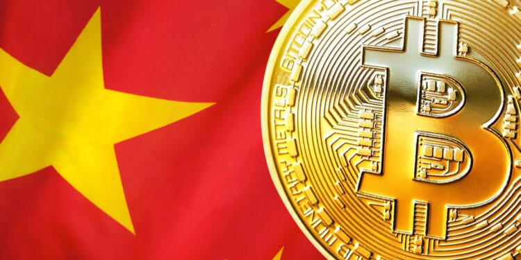 Bandera de China con BTC.
