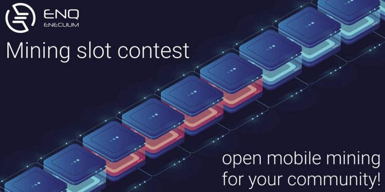 Pancarta de la blockchain enecuum promocionando concurso Mining Slot