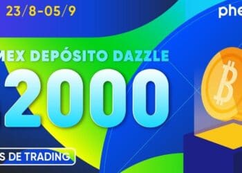 Pancarta promocional del evento Deposito Dazzel del exchange Phemex