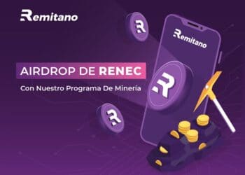 Pancarta promocional de la minería del token RENEC de Remitano