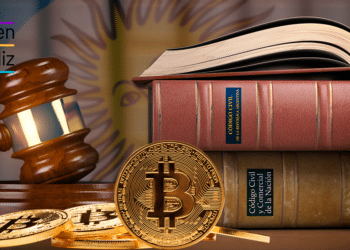 Leyes y maso, con btc y bandera de Argentina al fondo con logo de descentraliAr.
