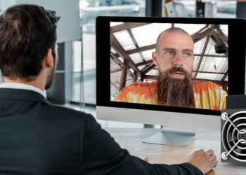 Jack Dorsey en pantalla.