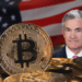 Powell, BTC y bandera de USA.