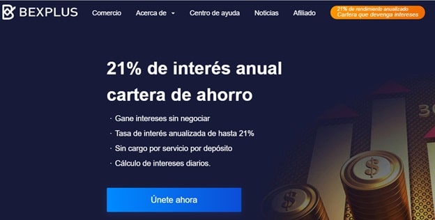 Pancarta promocional de la billetera con intereses Bexplus