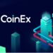 Pancarta publicitaria de CoinEx sobre sus nuevas funciones de trading