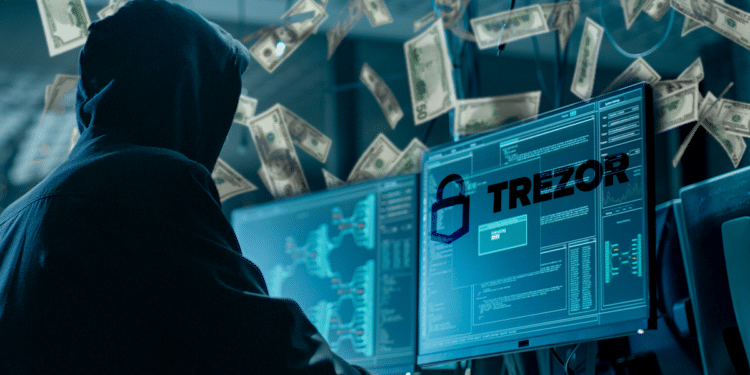 USD 2 millones estaban en riesgo de perderse por haber olvidado las llaves privadas. Composición por CriptoNoticias. Fuentes: Gorodenkoff / stock.adobe ; trezor ; pngegg.