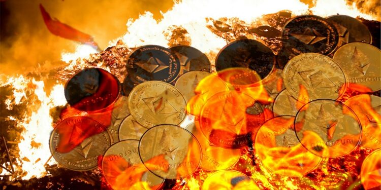A pesar de casi alcanzar la meta de los 2 millones de ETH quemados, el EIP-1559 aún parece no lograr las expectativas. Composición por CriptoNoticias. viledevil / elements.envato.com; 
Executium / unsplash.com; nelsonart / elements.envato.com.