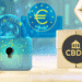 CBDC y candado representando privacidad con logo de BCE al fondo.