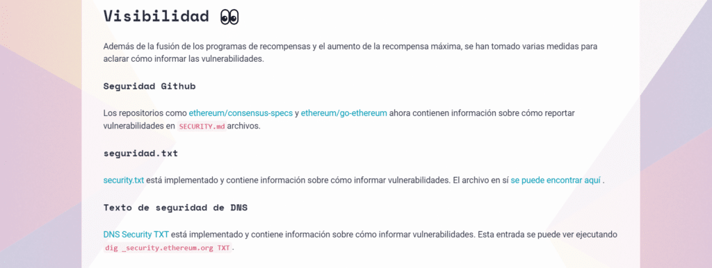 Comunicado de la Fundación Ethereum sobre las recompensas por detección de errores en Ethereum