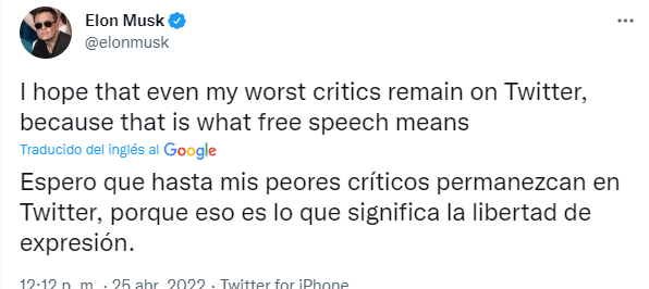 Tuit Elon Musk.