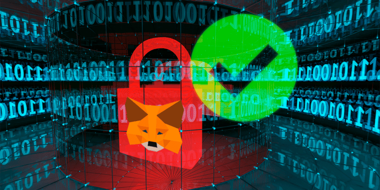 Seguridad de Metamask con check en verde,