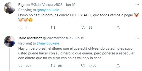 mensajes en twitter de salvadoreños en queja hacia las medidas tomadas por Nayib Bukele