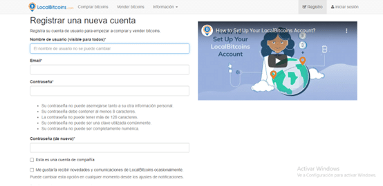Registrarte en LocalBitcoins.