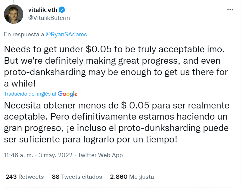 Vitalik buterin opina sobre el costo ideal de las comisiones en ethereum