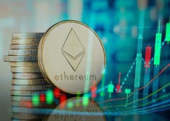 Ethereum junto a un gráfico de mercado.