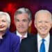 Biden, Powell y Yellen con gráficos rojos