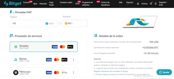 comprar criptomonedas con fiat en bitget