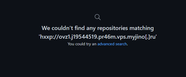 Pantalla de URL no encontrada referente a ataque Github