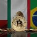 Bitcoin acompañado de las banderas de Chile, México y Brasil.