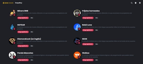 listado de plataformas analizadas por Red Alarm