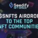 Pancarta promocional del airdrop $SNFTS de Seedify
