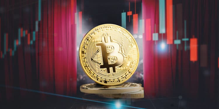 Bitcoin en un escenario.