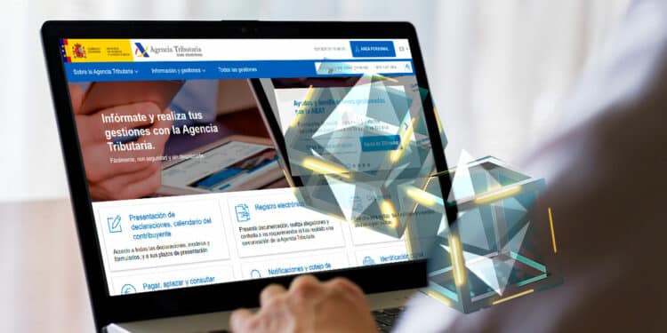 Persona pagando impuestos en España junto al Merge de Ethereum.