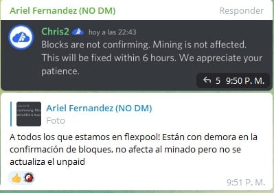 reporte de usuarios sobre la demora en la confirmación de los bloques el 14 de septiembre de 2022