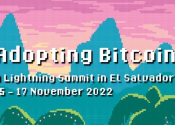 Pnacarta promocional del evento Adopting Bitcoin en El Salvador