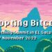 Pnacarta promocional del evento Adopting Bitcoin en El Salvador