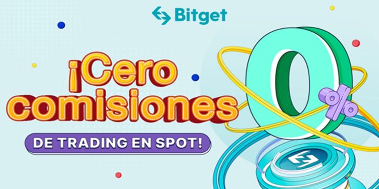Pancarta promocional del trading spot sin comisiones de Bitget