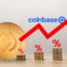 Stablecoin junto a gráfico que representa la inflación y logo de Coinbase.