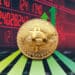 Datos en rojo representan el mercado y BTC tiene flechas verdes
