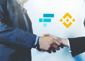 Acuerdo de manos y logos de FTT y Binance