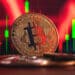 bitcoin y graficos verdes y rojos