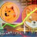 monedas de dogecoin e shiba inu con graficos de mercado