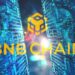 logo de BNB chain entre cadenas de bloques divididas
