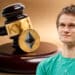 Vitalik junto a martillo regulador con siglas KYC y ethereum.