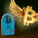 Bitcoin muerto junto a otro vivo con alas.