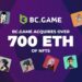 Logo de BC.GAME rodeado de varios NFTs