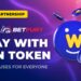 Pancarta promocional del cripto casino Betfury y el token WIN.