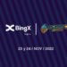 Logos de BingX y del evento Crypto Latin Fest en fondo negro